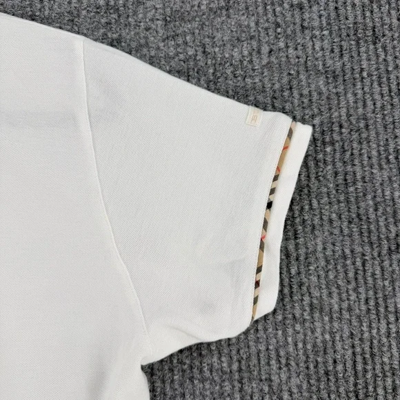 Burberrys of London Polo Shirt XL White Nova Check Trim Vintage Mens - Picture 7 of 10